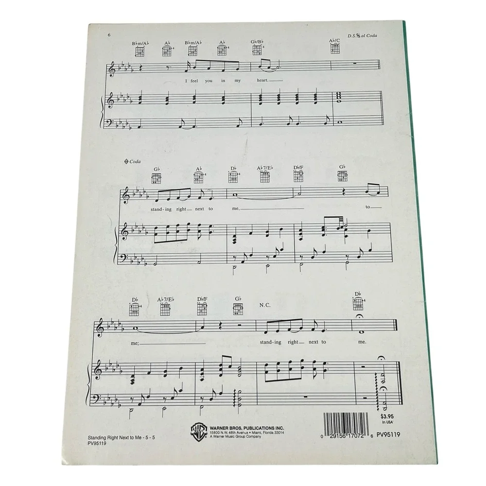 Standing Right Next To Me 8 Seconds Soundtrack Sheet Music Karla Bonoff PV95119